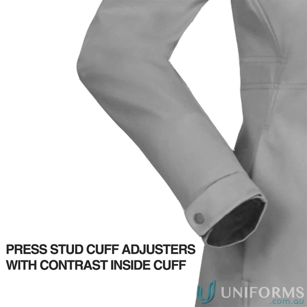 Ladies Horizon Jacket gray sleeve with cuff adjuster waterproof rating stay dry detachable hood for women