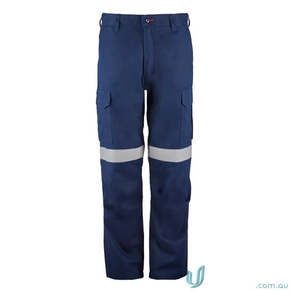 Ladies HRC2 Inherent Reflective Cargo Pant with blue work pants and stripes for safety