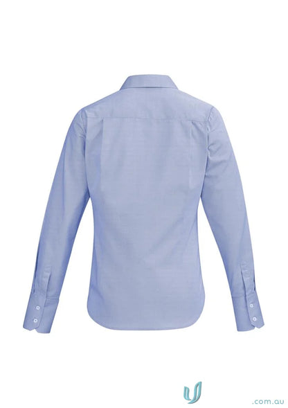 Light blue Ladies Hudson Cotton LS Shirt made from soft yarn-dyed cotton