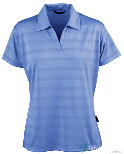 Light blue striped polo shirt from Ladies Ice Cool Polo perfect for workwear or uniforms