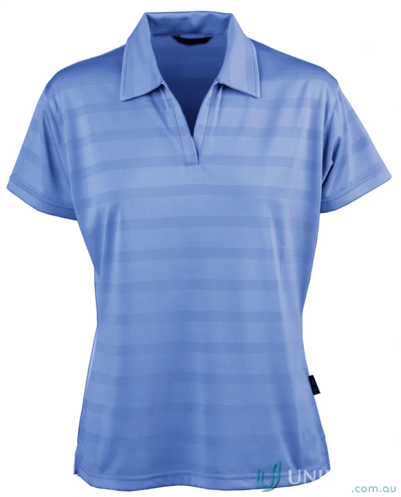 Light blue striped polo shirt from Ladies Ice Cool Polo perfect for workwear or uniforms