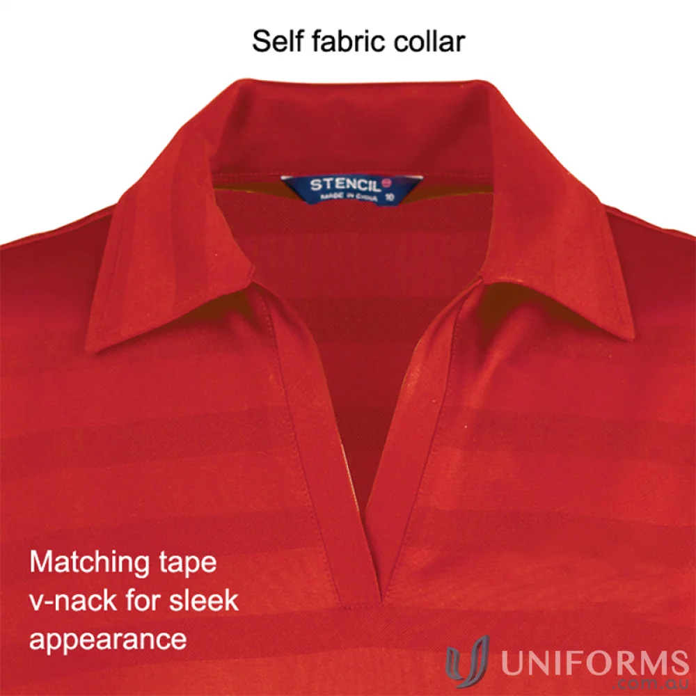 Red v-neck polo shirt from Ladies Ice Cool Polo, perfect for uniforms and workwear