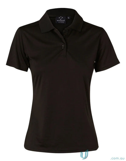 Black women’s polo shirt from Winning Spirit Ladies Icon CoolDry Textured collection