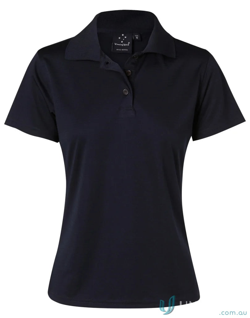 Navy blue Winning Spirit Ladies Icon CoolDry textured polo shirt for women
