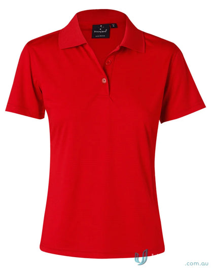 Red women’s polo shirt from Winning Spirit Ladies Icon CoolDry Textured collection