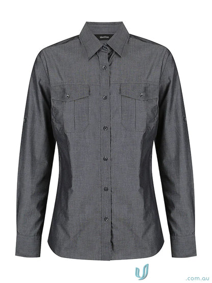Ladies Jasper long sleeve shirt in gray, perfect for casual style enthusiasts