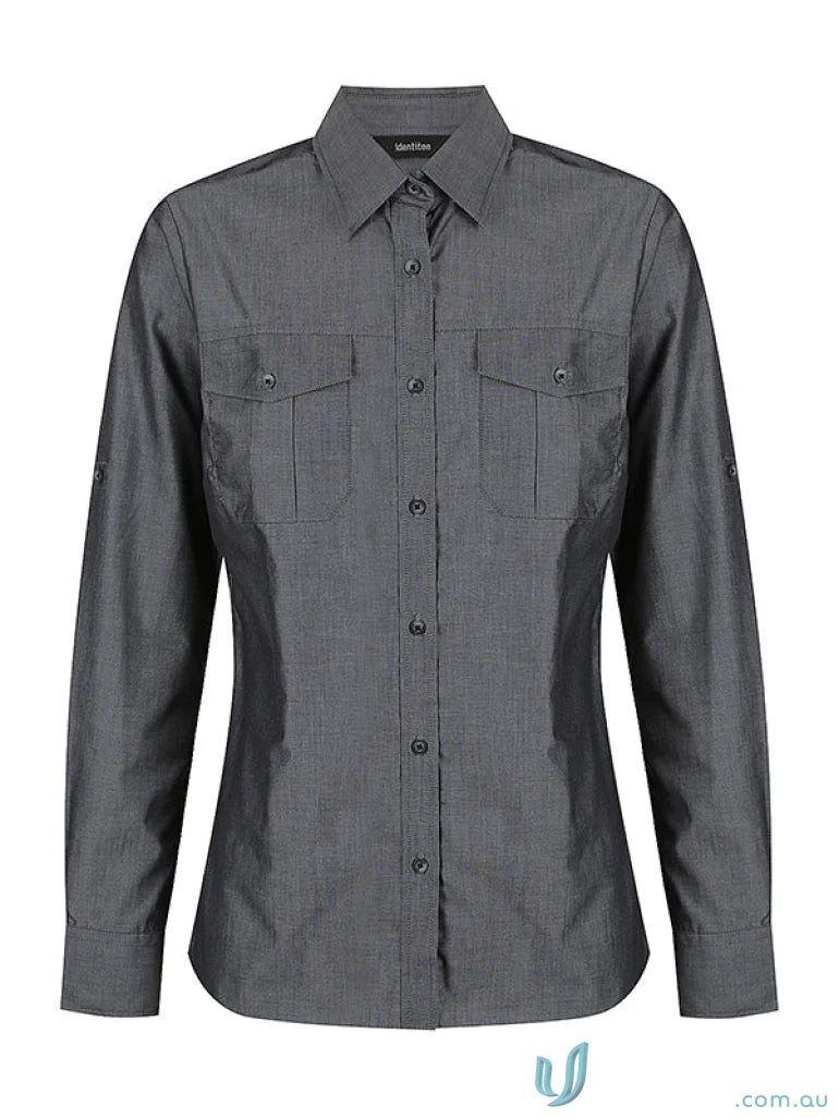 Ladies Jasper long sleeve shirt in gray, perfect for casual style enthusiasts