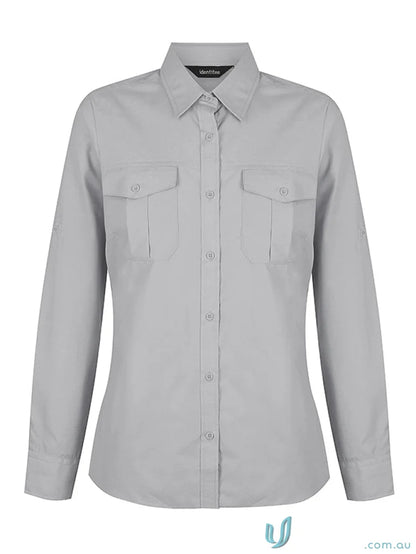Ladies Jasper Long Sleeve Shirt in gray, perfect for stylish casual wear