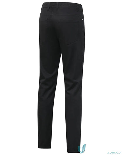 Ladies jean style flexi chino pants with black jacquard weave casual dress pants