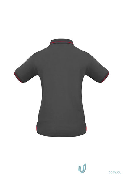 Ladies Jet Collection P226LS dark gray short sleeve polo with red trim