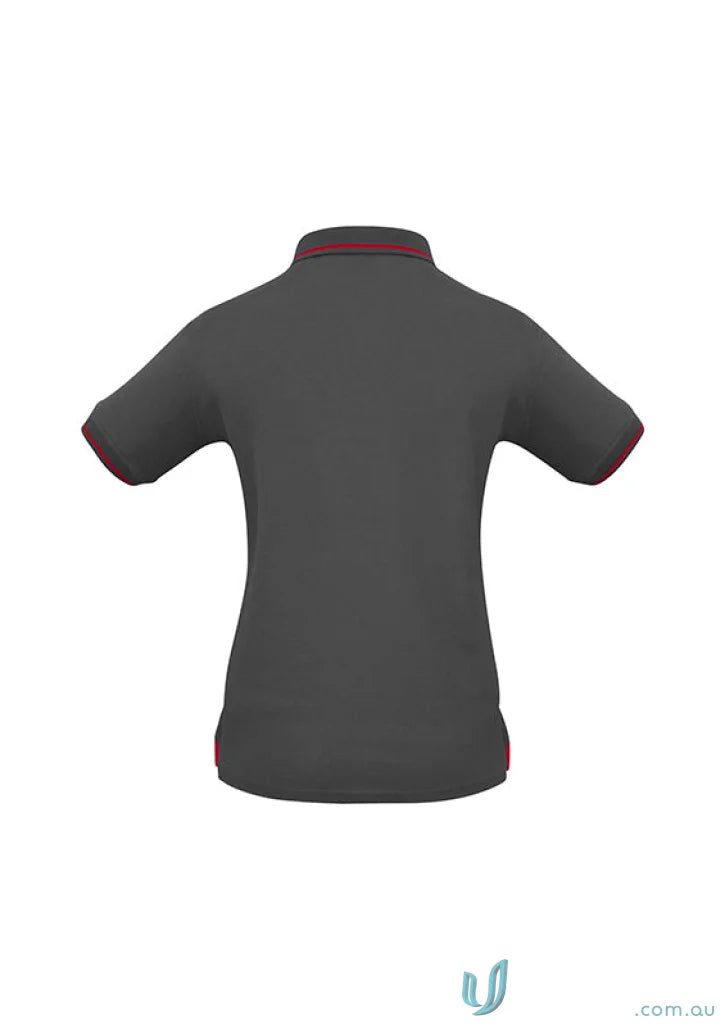 Ladies Jet Collection P226LS dark gray short sleeve polo with red trim