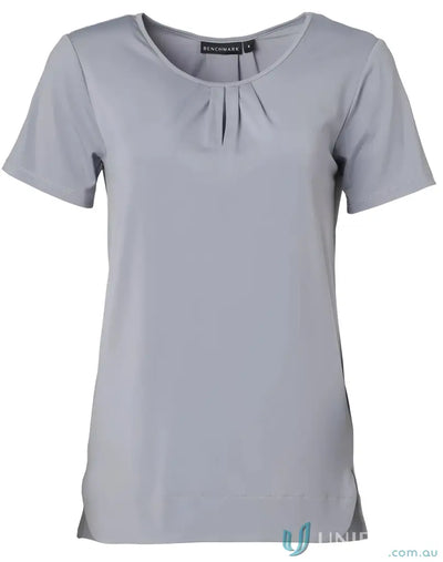 Ladies Julia short sleeve top with gathered V-neck, perfect for winning spirit ladies