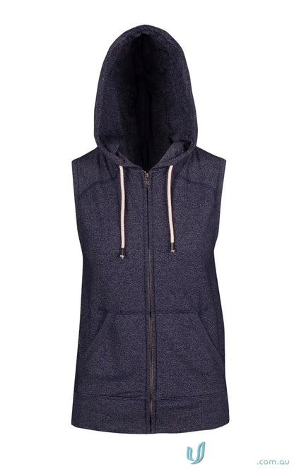 Navy blue hooded vest from Ladies Juniors Heather Sleeveless Hoodies, perfect workwear