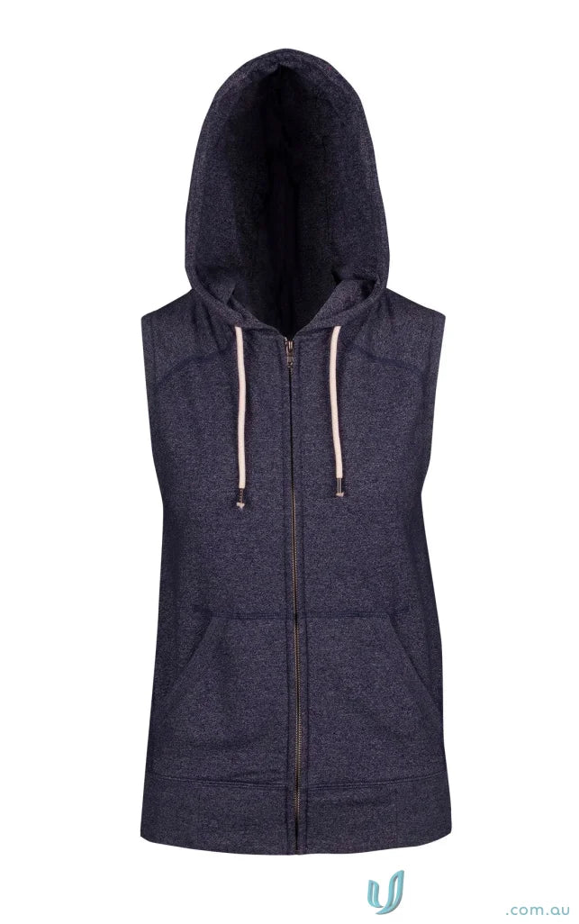 Navy blue hooded vest from Ladies Juniors Heather Sleeveless Hoodies, perfect workwear