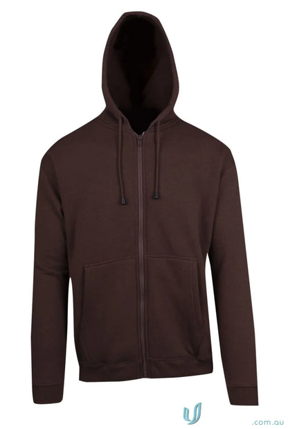Brown hooded zip-up sweatshirt perfect for casual wear, work uniforms, or uniforms