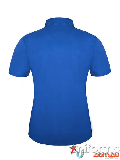 Ladies Kahve Polos in royal blue cationic polyester perfect for uniforms and workwear