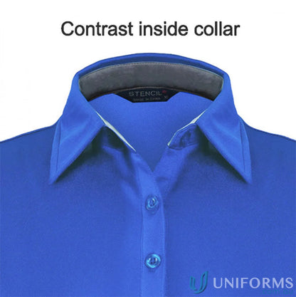 Royal blue Ladies Kahve Polos shirt with gray inner collar, perfect workwear in cationic polyester