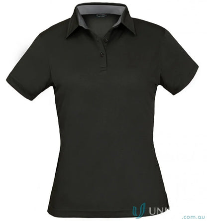 Ladies Kahve Polos in black cationic polyester workwear short-sleeved uniform shirt