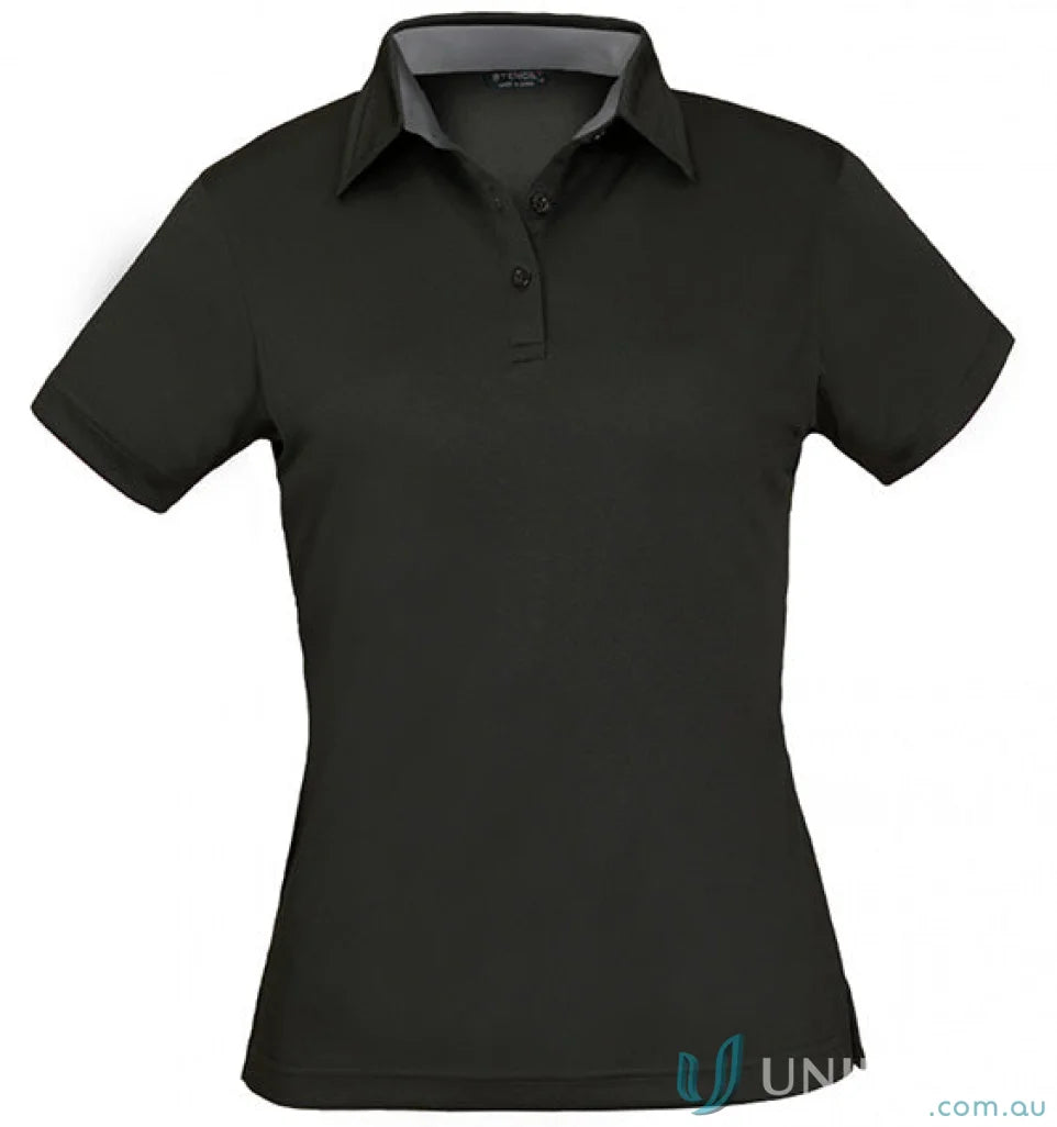 Ladies Kahve Polos in black cationic polyester workwear short-sleeved uniform shirt