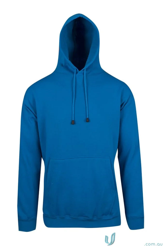 Vibrant blue Ladies Kangaroo Pocket Hoodies with drawstring hood and front pocket
