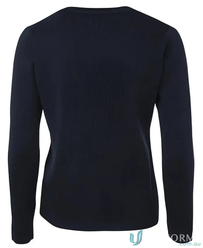 Navy long-sleeved sweater from Ladies Knitted Cardigan with classic fit construction
