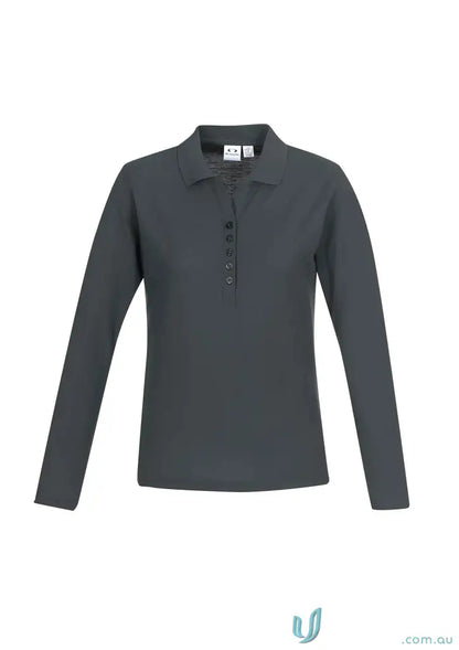 Gray long-sleeved polo shirt from Biz Collection Ladies p400ll LS Polo line