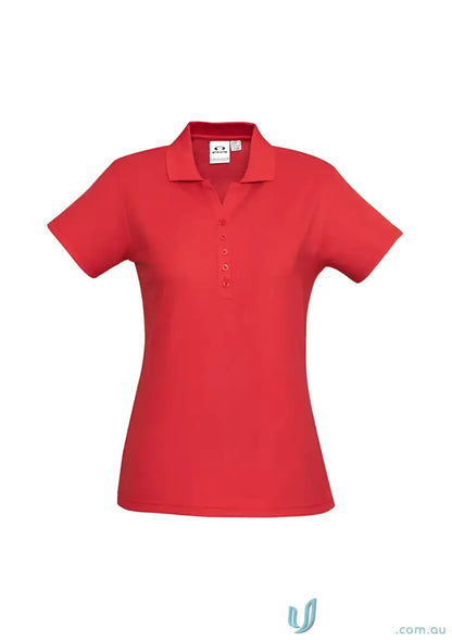 Red Ladies Talon Short Polo Shirt for workwear game - Ladies Krue Polo style