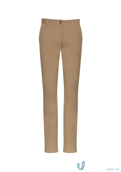 Tan-colored Ladies Lawson Chino Pants from Biz Collection with elastane stretch fabric
