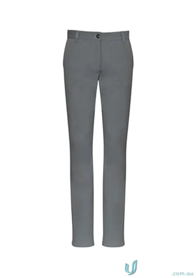 Ladies Lawson Chino Pants in gray straight-leg style made with Biz Collection elastane stretch fabric