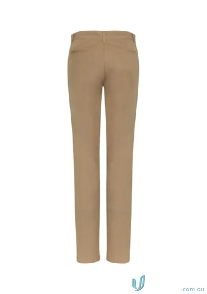 Ladies Lawson Chino Pants in khaki with elastane stretch fabric from Biz Collection