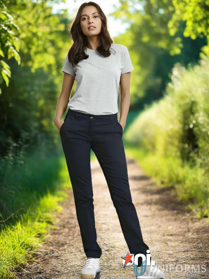Ladies Lawson Chino Pants in navy blue with elastane stretch fabric for a comfy fit