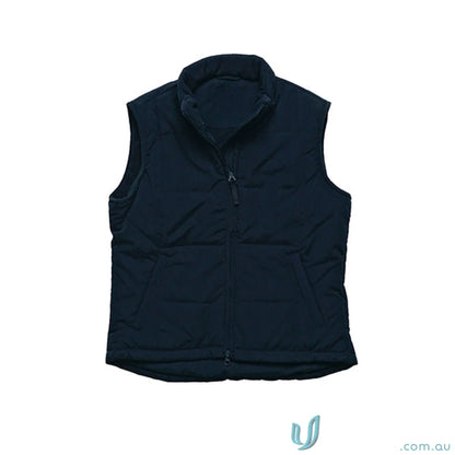 Dark blue Ladies Legacy Vest with high collar and front zipper for women