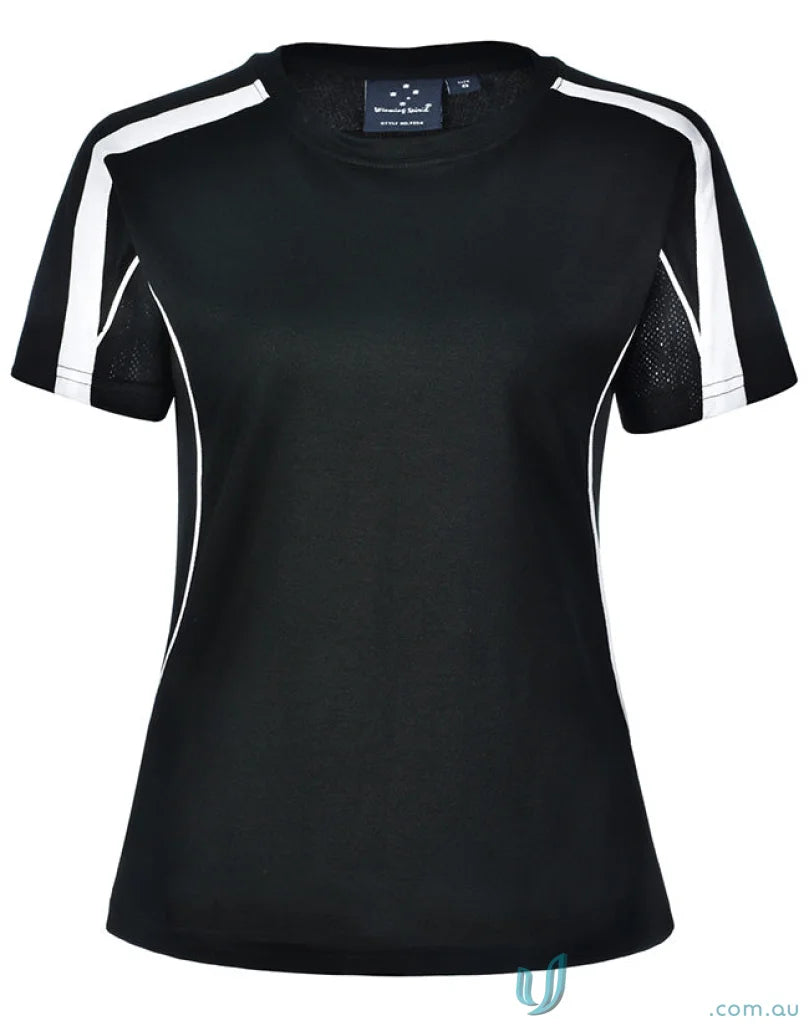 Black and white Legend Tee shirt perfect for athletic uniforms and workouts