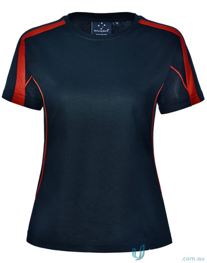 Navy and red athletic Legend Tee shirt, perfect for team uniforms or casual wear