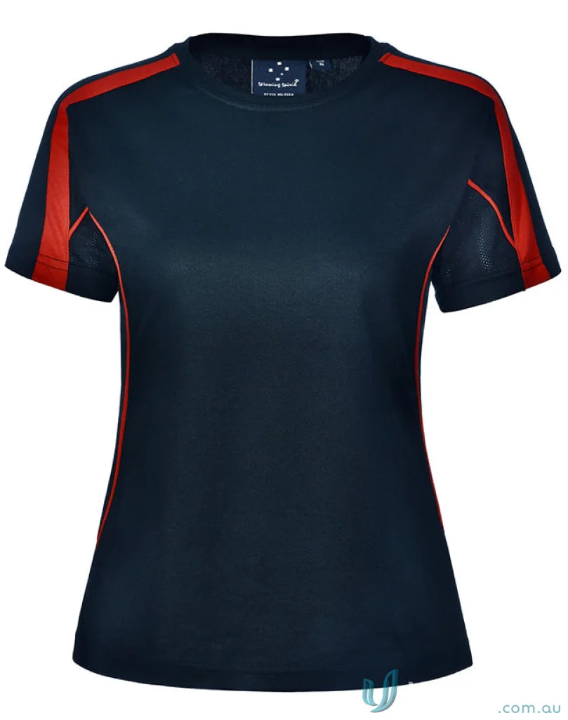 Navy and red athletic Legend Tee shirt, perfect for team uniforms or casual wear