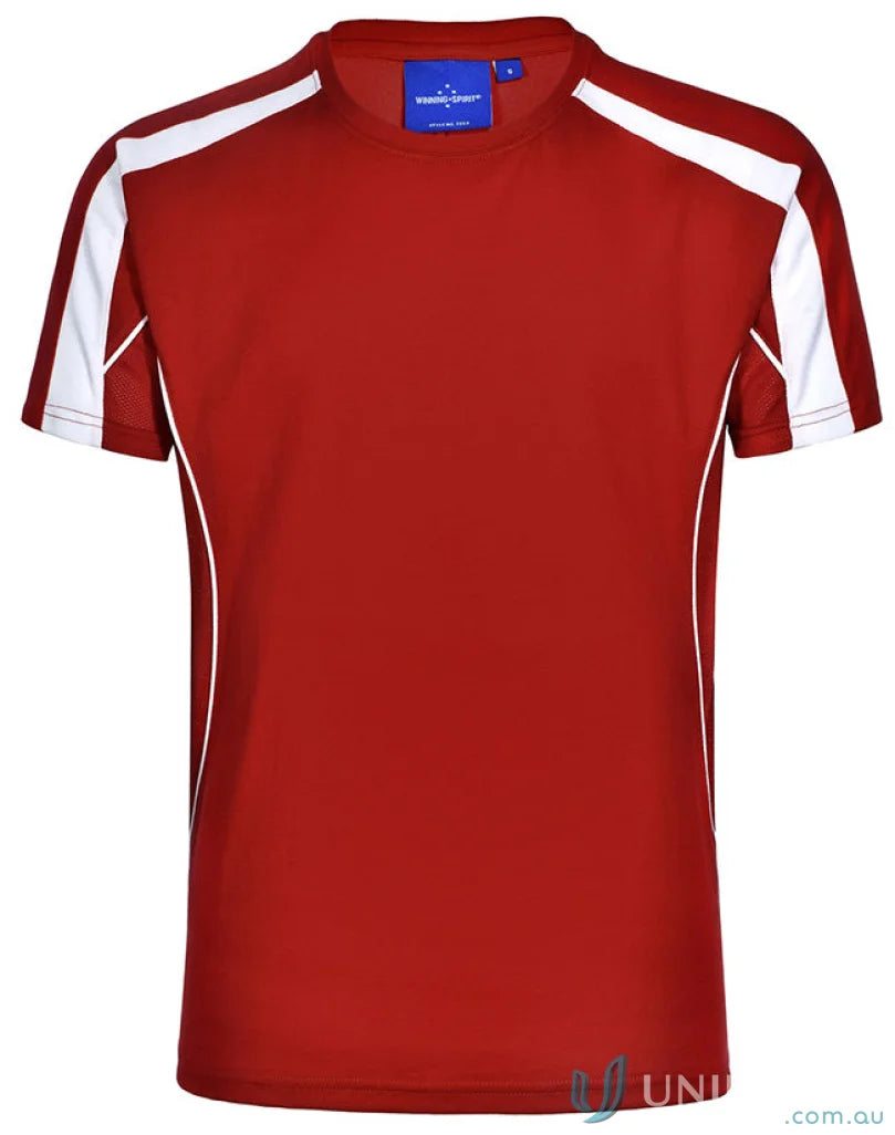 Ladies Legend Tee in red and white athletic tee shirt, perfect for team uniforms