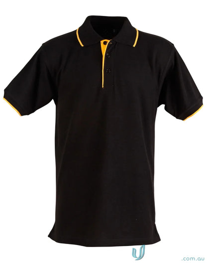 Winning Spirit Ladies Liberty Pique Polo featuring black color with yellow trim