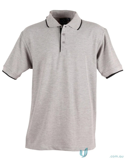 Gray polo shirt with black trim from Winning Spirit Ladies Liberty Pique Polo collection
