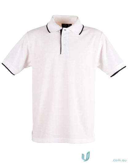White polo shirt with black trim from Winning Spirit Ladies Liberty Pique Polo collection