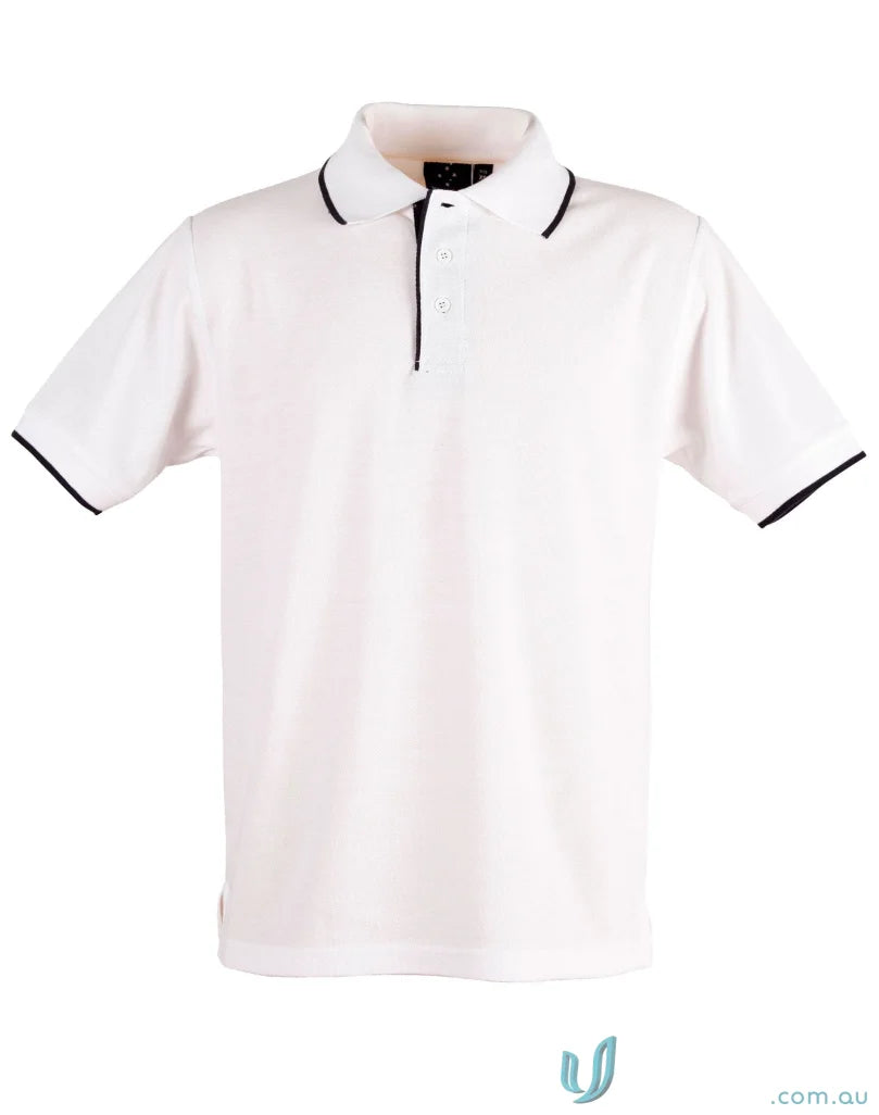 White polo shirt with black trim from Winning Spirit Ladies Liberty Pique Polo collection