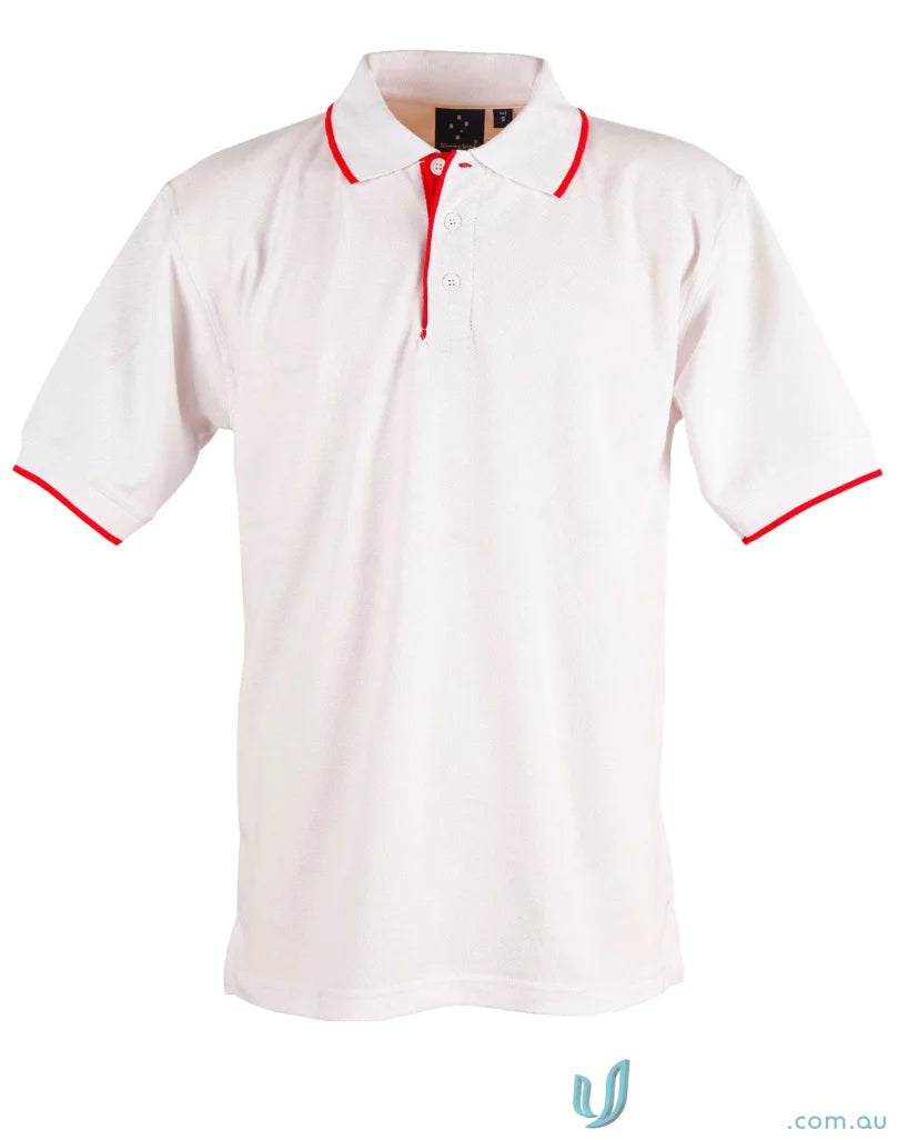 Winning Spirit Ladies Liberty Pique Polo with white and red trim for a cool look