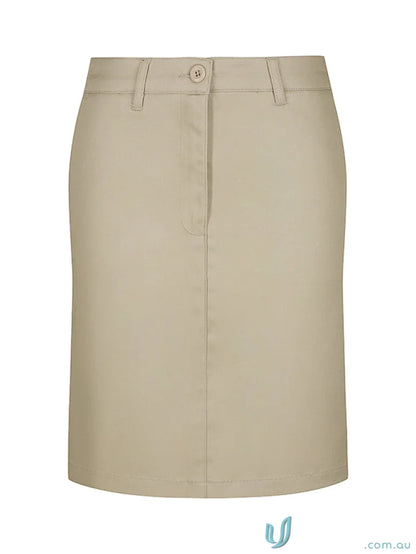 Beige pencil skirt from Ladies Lily Chino Skirt collection, stylish chino skirt for ladies