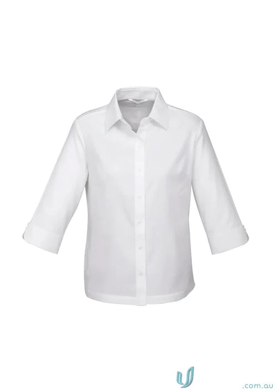 White womens luxe 3Q cotton shirt from Biz Collection S10221, wrinkle-resistant fabric
