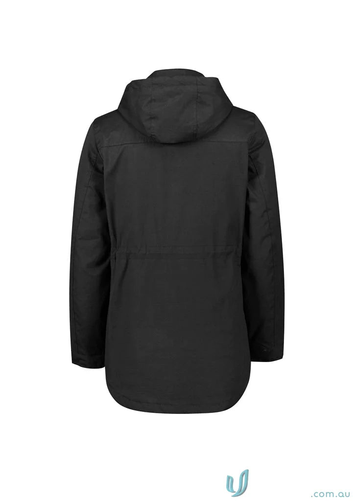 Black hooded jacket from Ladies Melbourne Comfort Jacket RJK265L, stay warm in style