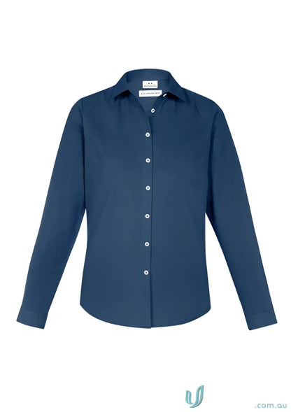 Ladies Memphis LS Shirt in navy blue pre-shrunk oxford weave from Memphis Biz Collection