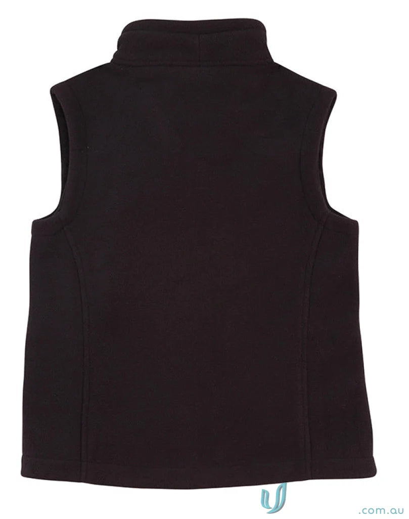 Black sleeveless fleece vest with high collar from Winning Spirit Ladies Micro Bonded Polar Fleece collection featuring pf10 diamond fleece