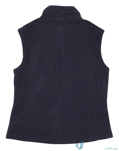 Dark blue Winning Spirit Ladies Micro Bonded Polar Fleece Vest with stand-up collar