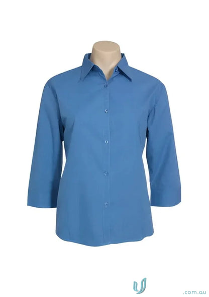 Ladies Micro Check 3Q Shirt from Biz Collection Ladies, blue micro check shirt