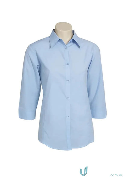 Light blue ladies micro check 3Q shirt from Biz Collection Ladies perfect for casual wear