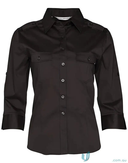 Ladies Military 3Q Shirt black sleeve military shirt for women m8913 spirit ladies 3qtr